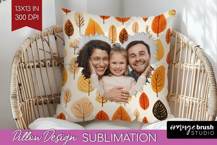 Autumn Photo Frame Pillow Sublimation - Add Your Picture
