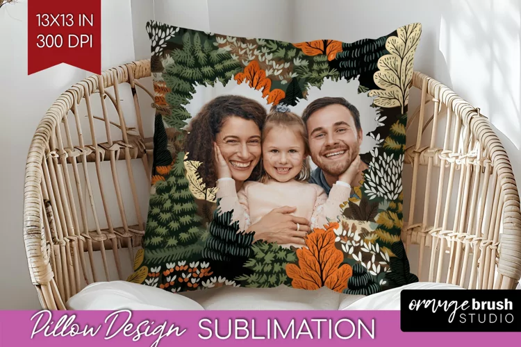 Autumn Photo Frame Pillow Sublimation - Add Your Picture