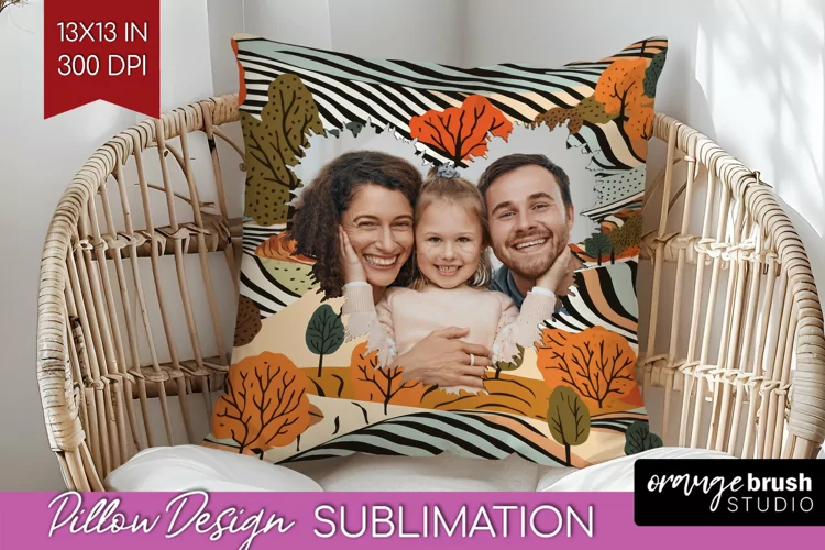 Autumn Photo Frame Pillow Sublimation - Add Your Picture