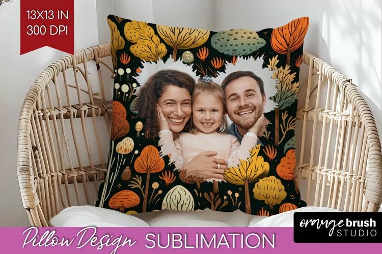 Autumn Photo Frame Pillow Sublimation - Add Your Picture