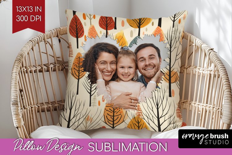 Autumn Photo Frame Pillow Sublimation - Add Your Picture example image 1