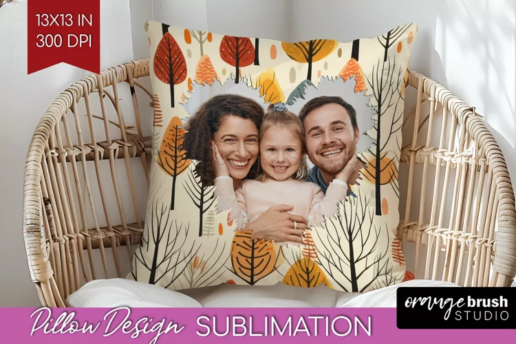 Autumn Photo Frame Pillow Sublimation - Add Your Picture