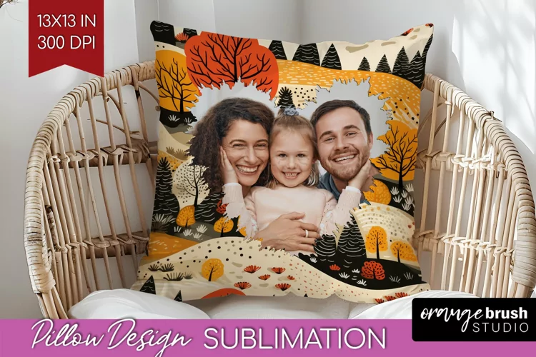 Autumn Photo Frame Pillow Sublimation - Add Your Picture
