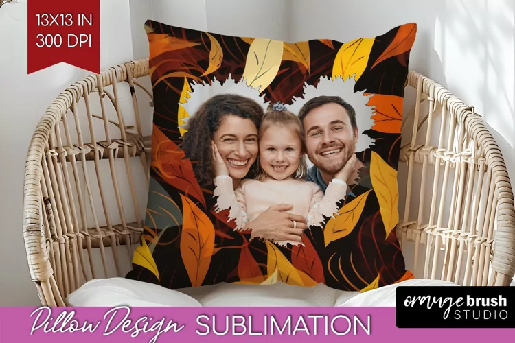 Autumn Photo Frame Pillow Sublimation - Add Your Picture