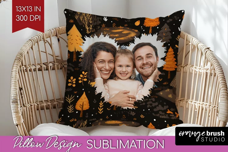 Autumn Photo Frame Pillow Sublimation - Add Your Picture