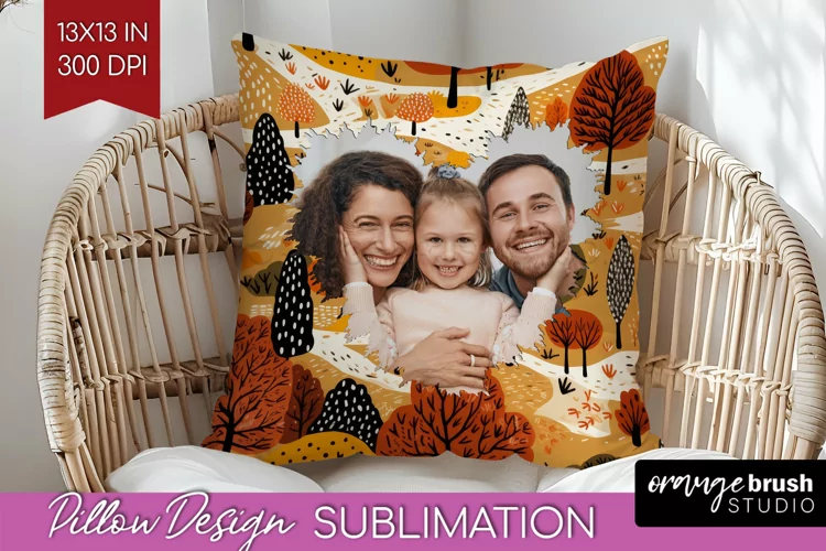 Autumn Photo Frame Pillow Sublimation - Add Your Picture
