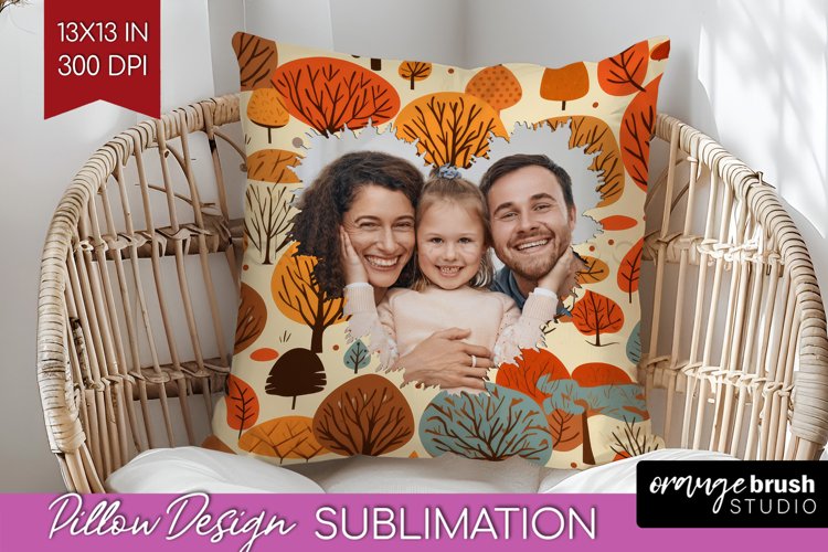 Autumn Photo Frame Pillow Sublimation - Add Your Picture example image 1