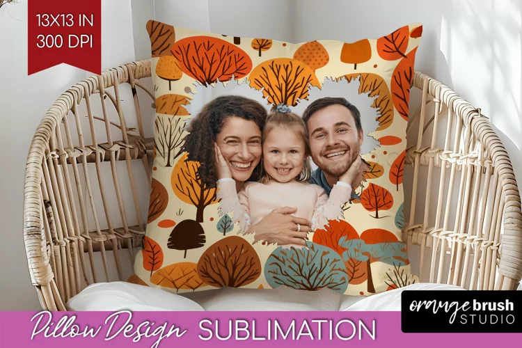 Autumn Photo Frame Pillow Sublimation - Add Your Picture