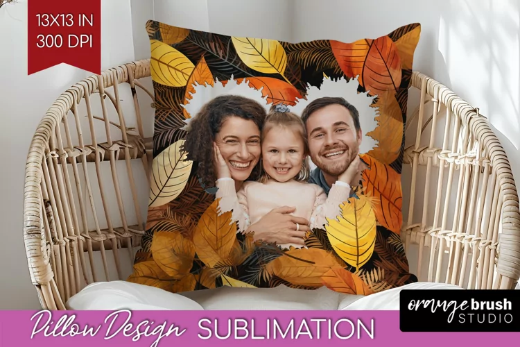 Autumn Photo Frame Pillow Sublimation - Add Your Picture