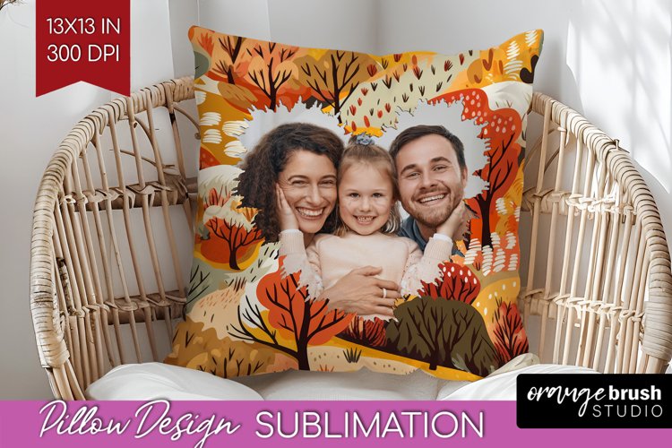 Autumn Photo Frame Pillow Sublimation - Add Your Picture example image 1