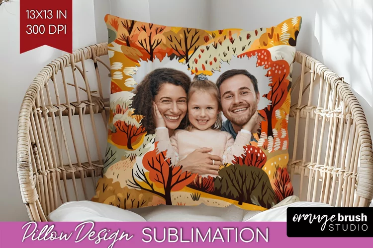 Autumn Photo Frame Pillow Sublimation - Add Your Picture