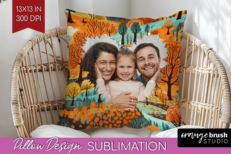 Autumn Photo Frame Pillow Sublimation - Add Your Picture