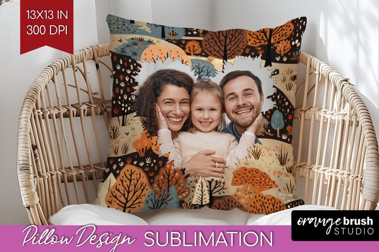 Autumn Photo Frame Pillow Sublimation - Add Your Picture example image 1