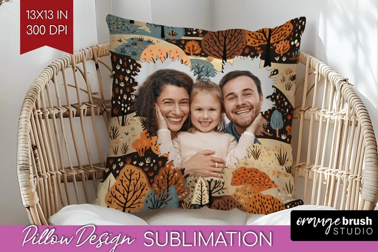 Autumn Photo Frame Pillow Sublimation - Add Your Picture