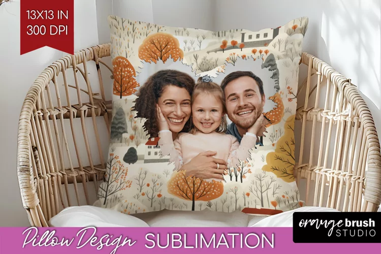 Autumn Photo Frame Pillow Sublimation - Add Your Picture