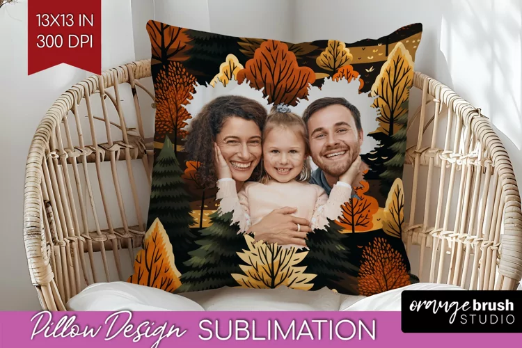 Autumn Photo Frame Pillow Sublimation - Add Your Picture