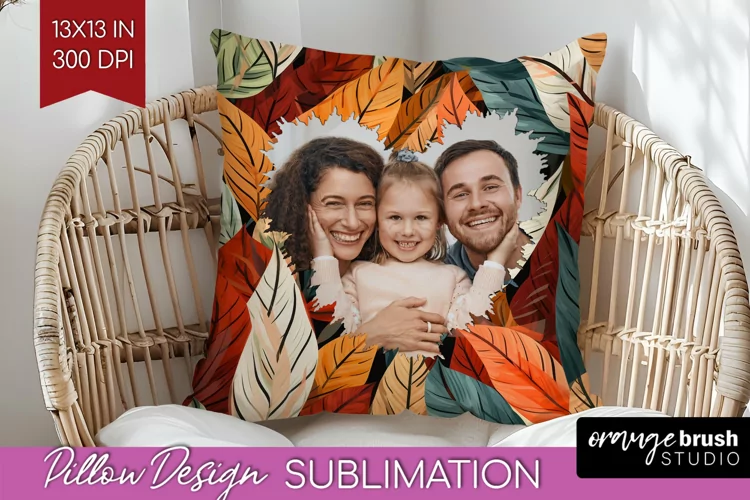 Autumn Photo Frame Pillow Sublimation - Add Your Picture