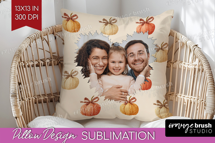 Pumpkun Photo Pillow PNG - Fall Picture Frame Pillow Cover