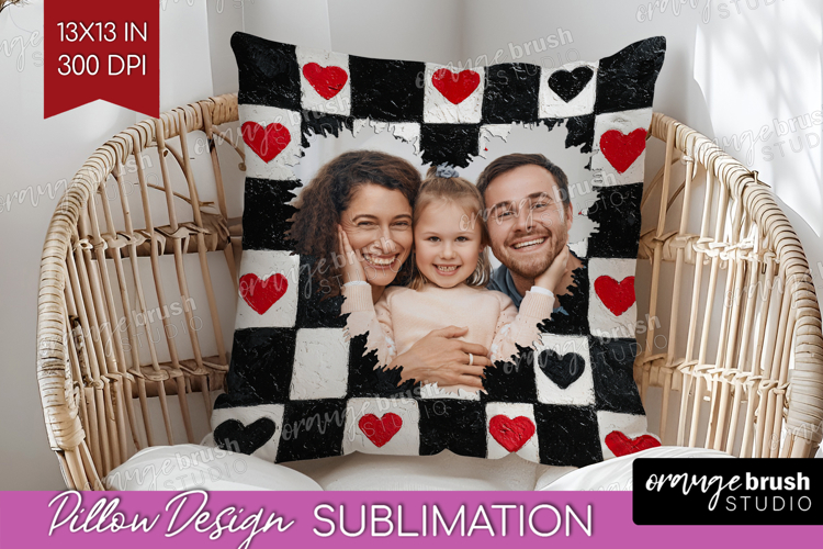 Heart Pattern Photo Pillow PNG - Valentines Day Picture