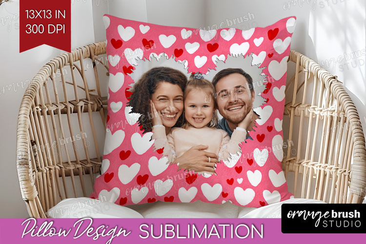 Heart Pattern Photo Pillow PNG - Valentines Day Picture