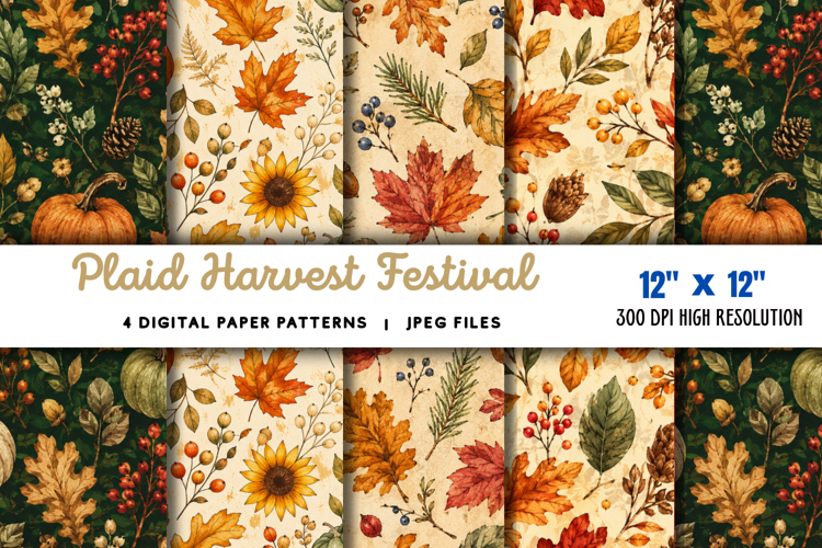 Plaid Harvest Festival Digital Paper JPG