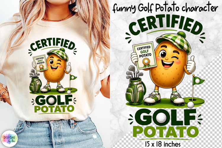 Funny Golf Potato Sublimation, Certified Golfer