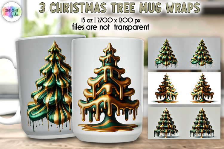 Christmas Tree Mug Wraps, 15 oz Christmas Tree Mug Wrap PNG