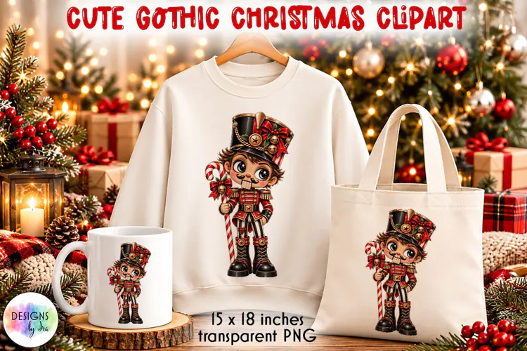 Gothic Christmas Nutcracker Boy PNG, Christmas Clipart
