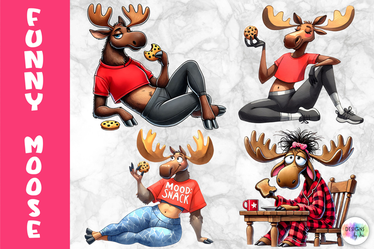 Funny Christmas Moose Clipart, Cute Holiday Animal PNG