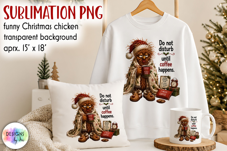 Funny Christmas Chicken PNG, Do Not Disturb Coffee