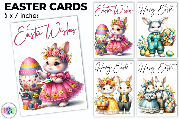 Easter Bunny Greeting Cards Cute Boho Printable, Hippie PNG