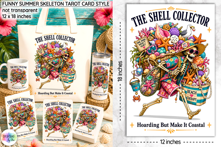 Funny Summer Skeleton Sublimation, Shell Collector Tarot