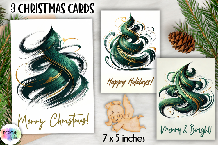 Christmas Tree Greeting Cards, Abstract Christmas Tree Print