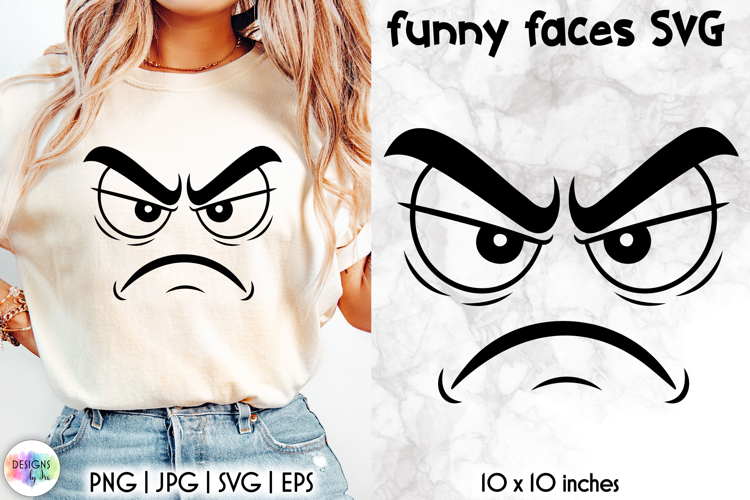 Funny Smiley Face SVG, Sarcastic Cartoon Face Expression PNG