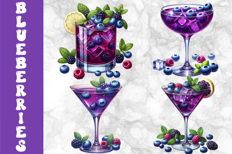 Blueberry Cocktail Drinks Clipart