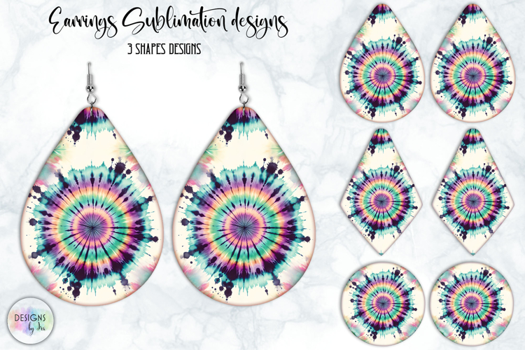 Tie Dye Earrings Sublimation, Boho Teardrop Earrings Print