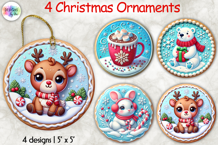 Christmas Ornaments Clipart, Cute Holiday Cookie Ornaments