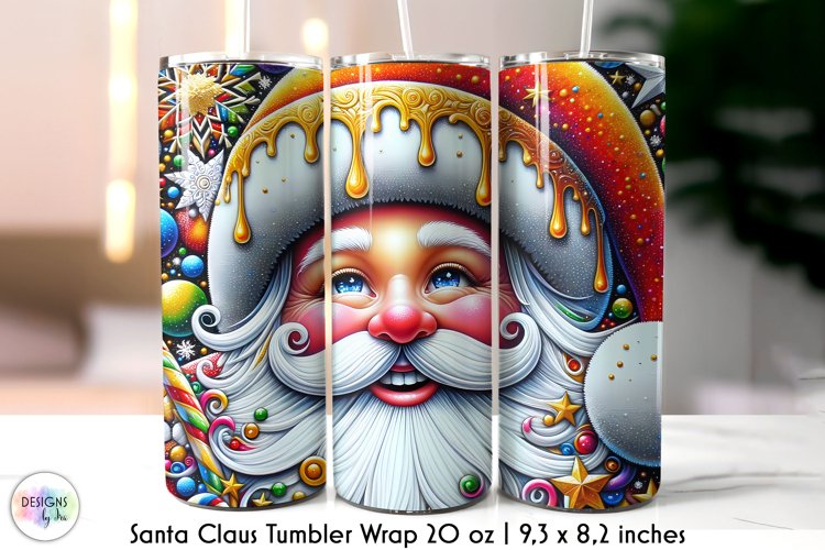 Santa Claus Tumbler Wrap, Christmas Tumbler Sublimation