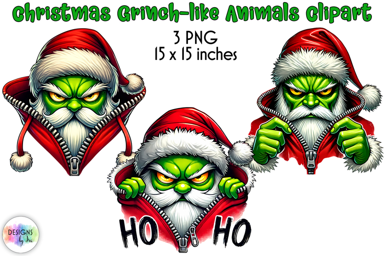 Christmas Animals Clipart, Grinch-like Animals PNG