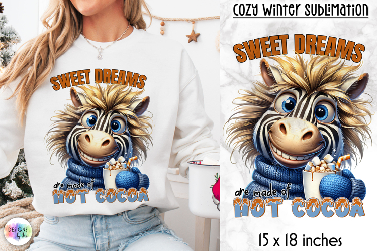 Cute Winter Animal Sublimation, Hot Cocoa Quote PNG, Cozy