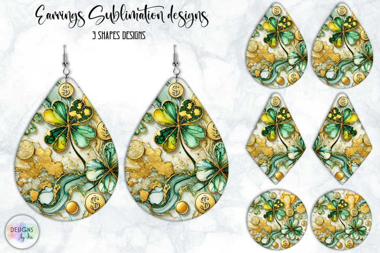 St. Patrick’s Day Earrings Sublimation, Lucky Clover Art