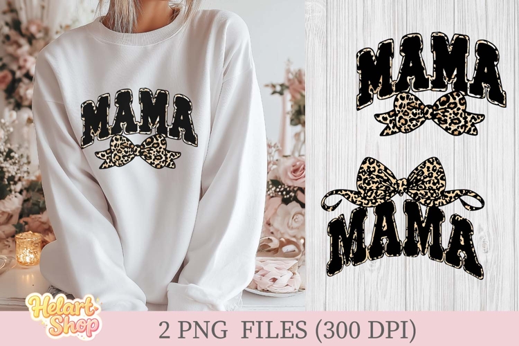 Mama Leopard Print Coquette Bow PNG