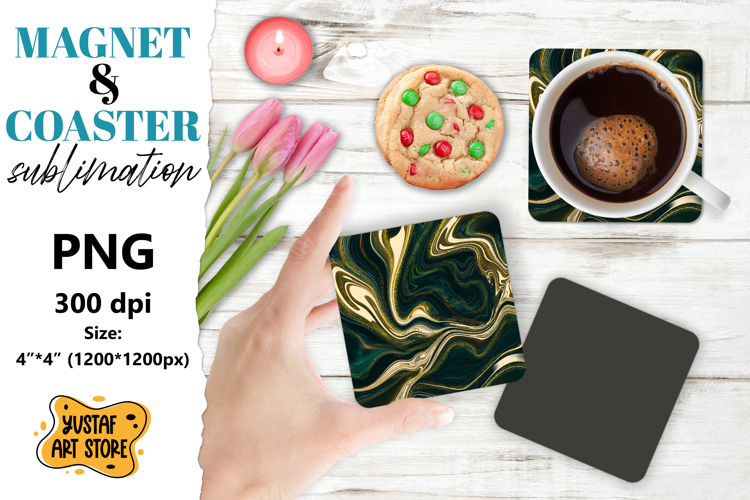 Abstract paint magnet/coaster sublimation. Fluid art