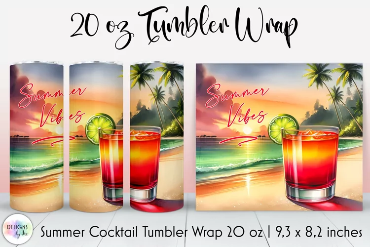 Summer Cocktail Tumbler Wrap, Tropical Summer, Summer Vibes