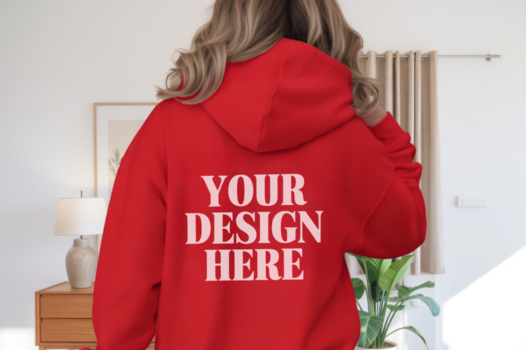 red Gildan 18500 Hoodie Mockup ,Cozy Unisex Sweatshirt Mock