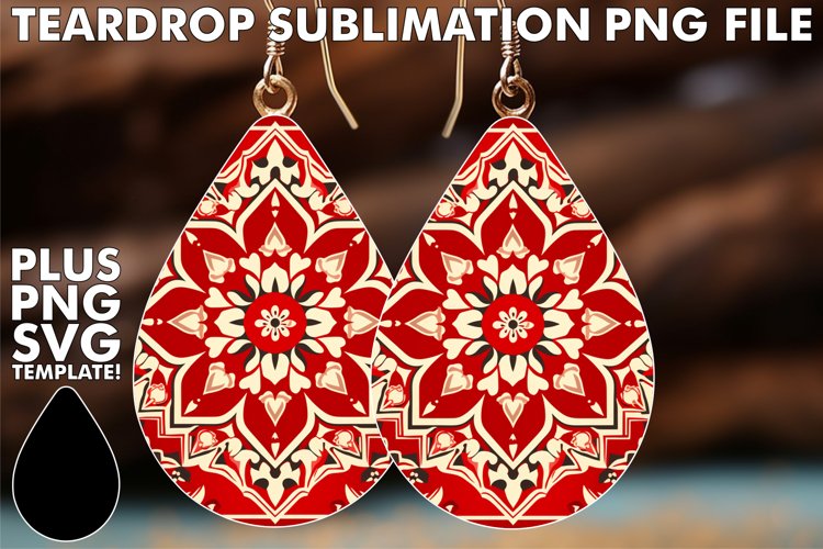 Red Shimmer Teardrop Sublimation Design