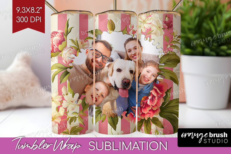 Floral Photo Tumbler PNG - Peony Flower Picture Tumbler Wrap