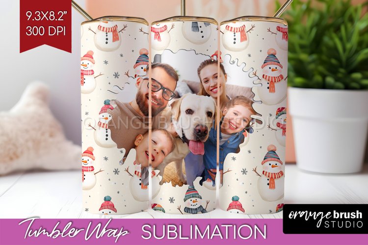 Christmas Photo Tumbler PNG - Snowman Picture Tumbler Wrap