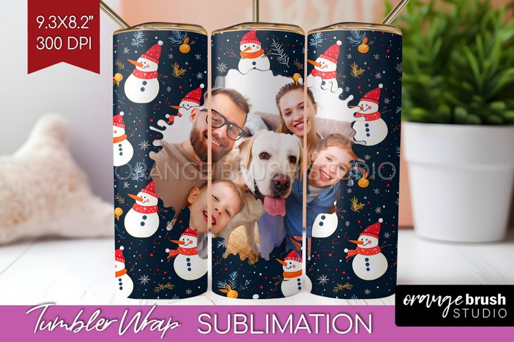 Christmas Photo Tumbler PNG - Snowman Picture Tumbler Wrap