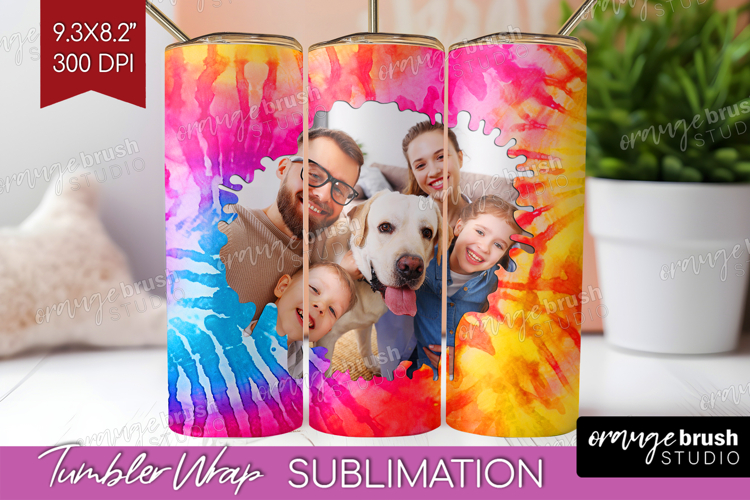 Tie Dye Photo Tumbler PNG - Rainbow Picture Tumbler Wrap